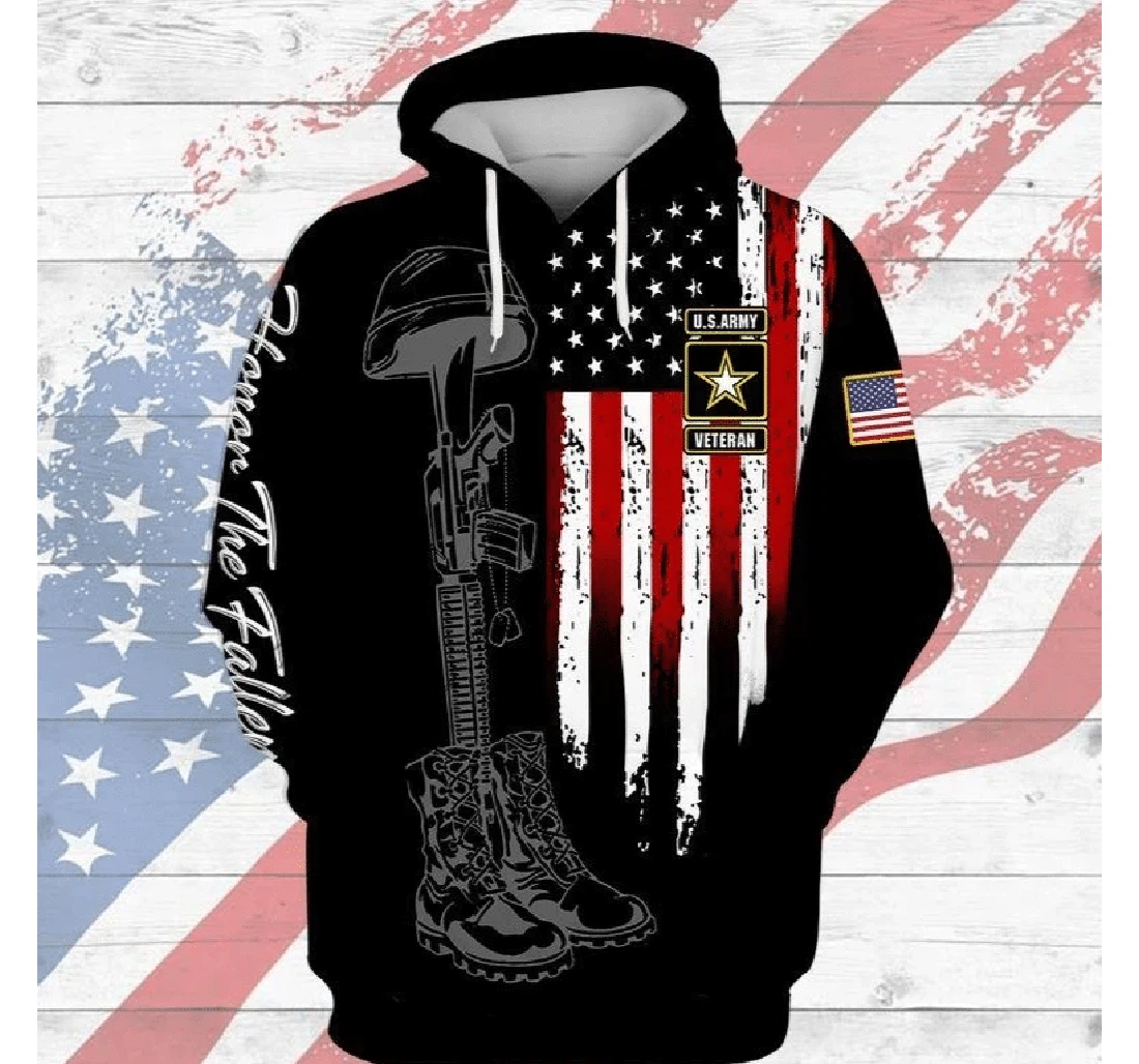 Veteran U.s Army Veteran Honor The Fallen Combat Boots - 3D Printed Pullover Hoodie