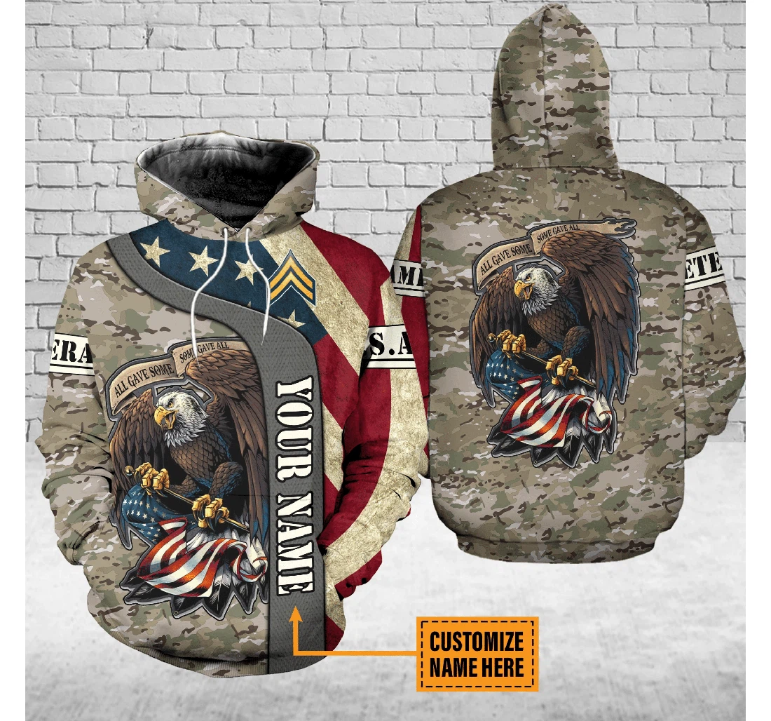 Veteran Eagle Us Flag Army Camouflage Gift Army Us Army - 3D Printed Pullover Hoodie