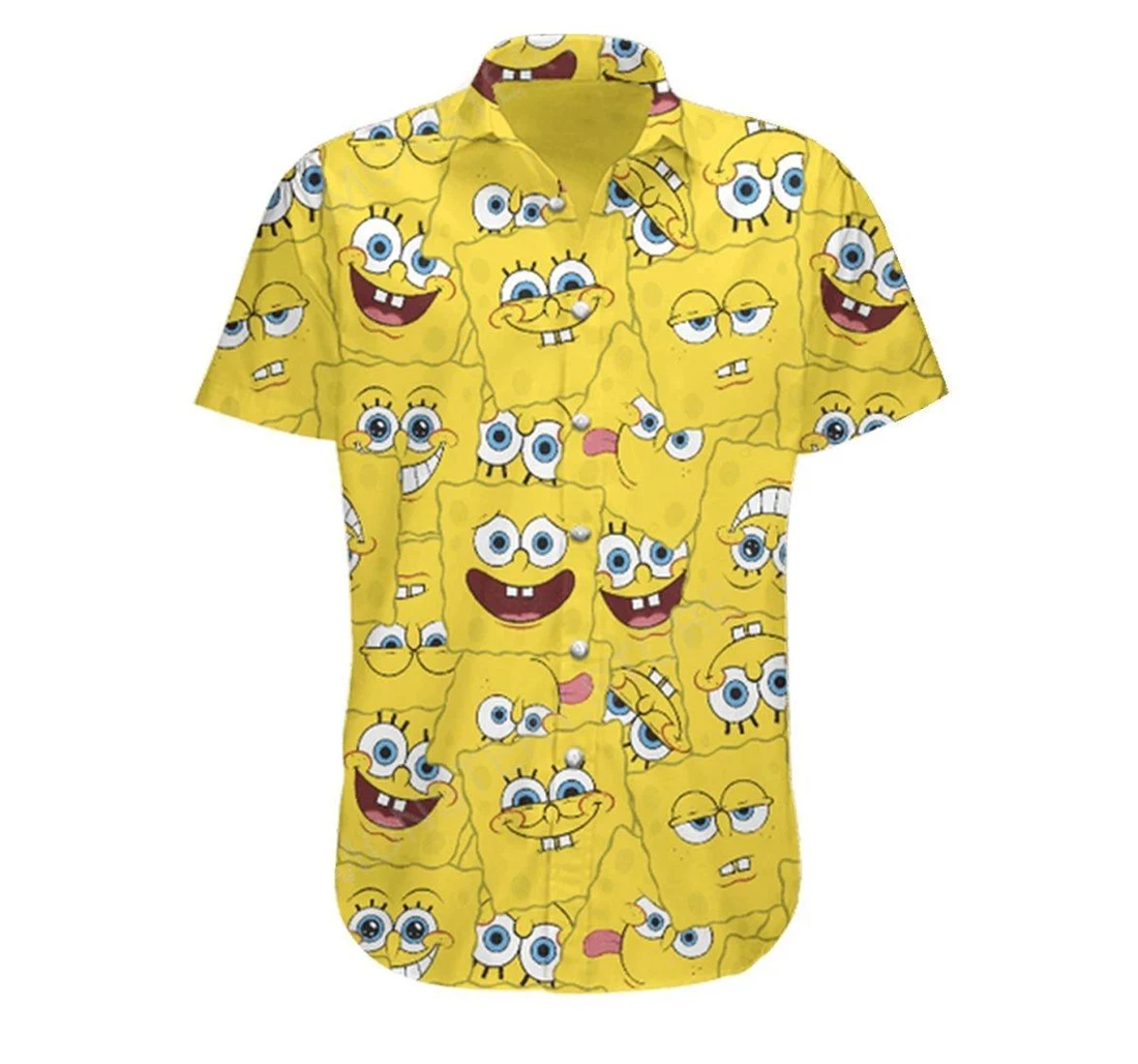 Personalized Spongebob Spongebob Squarepants Emotions Hawaiian Shirt, Button Up Aloha Shirt For Men, Women