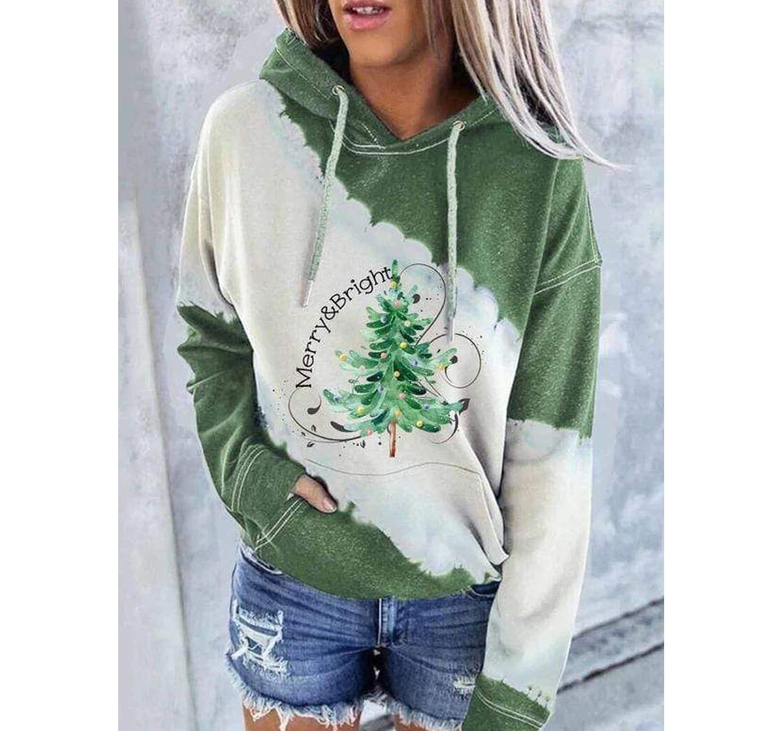 Merry & Bright Christmas Tree V - 3D Printed Pullover Hoodie