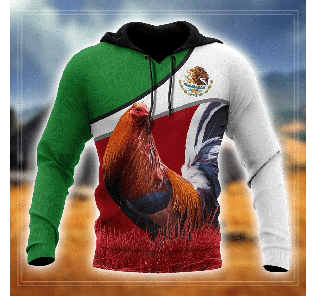 Personalized Mexican Rooster Green Red - 3D Printed Pullover Hoodie