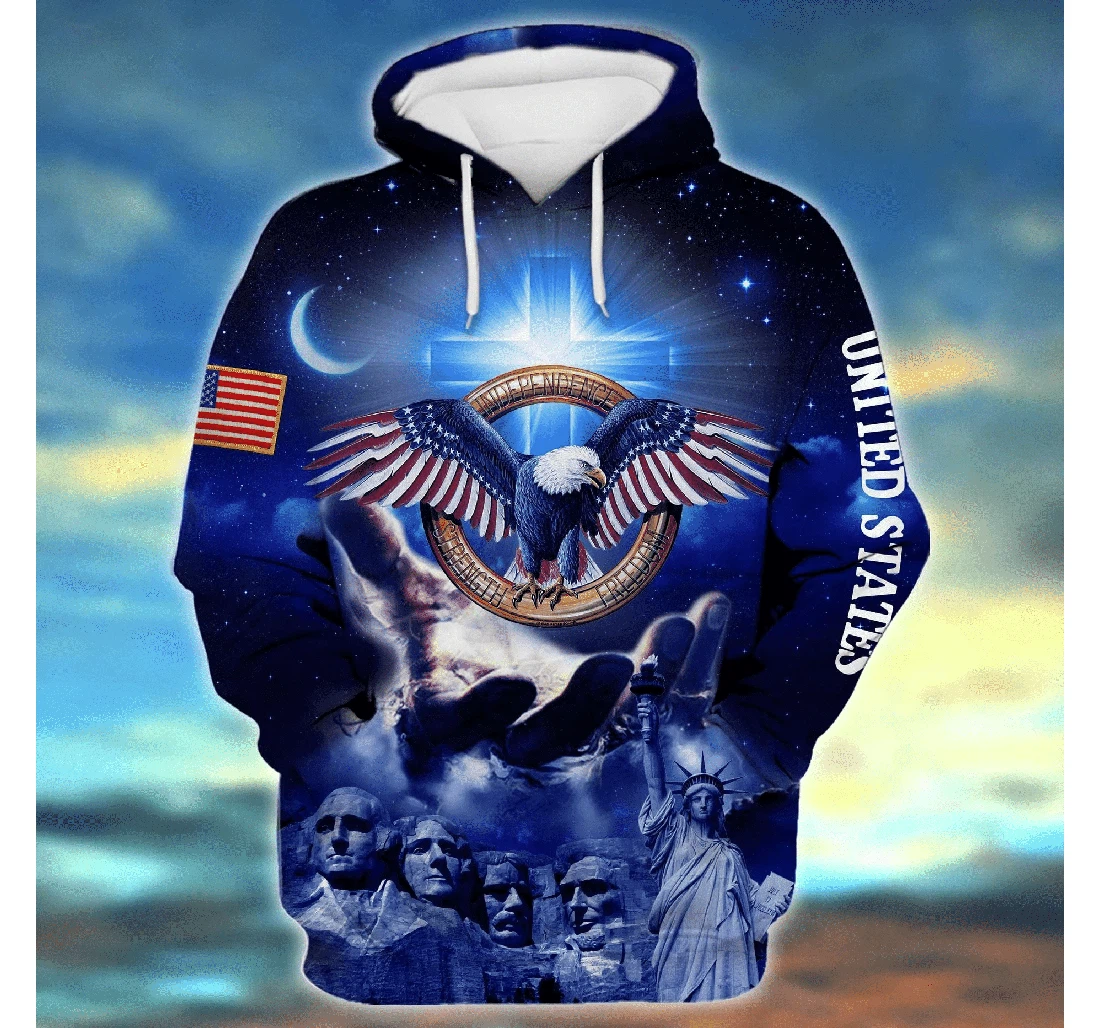 U.s Egale Cross Independence Strength Freedom Va - 3D Printed Pullover Hoodie