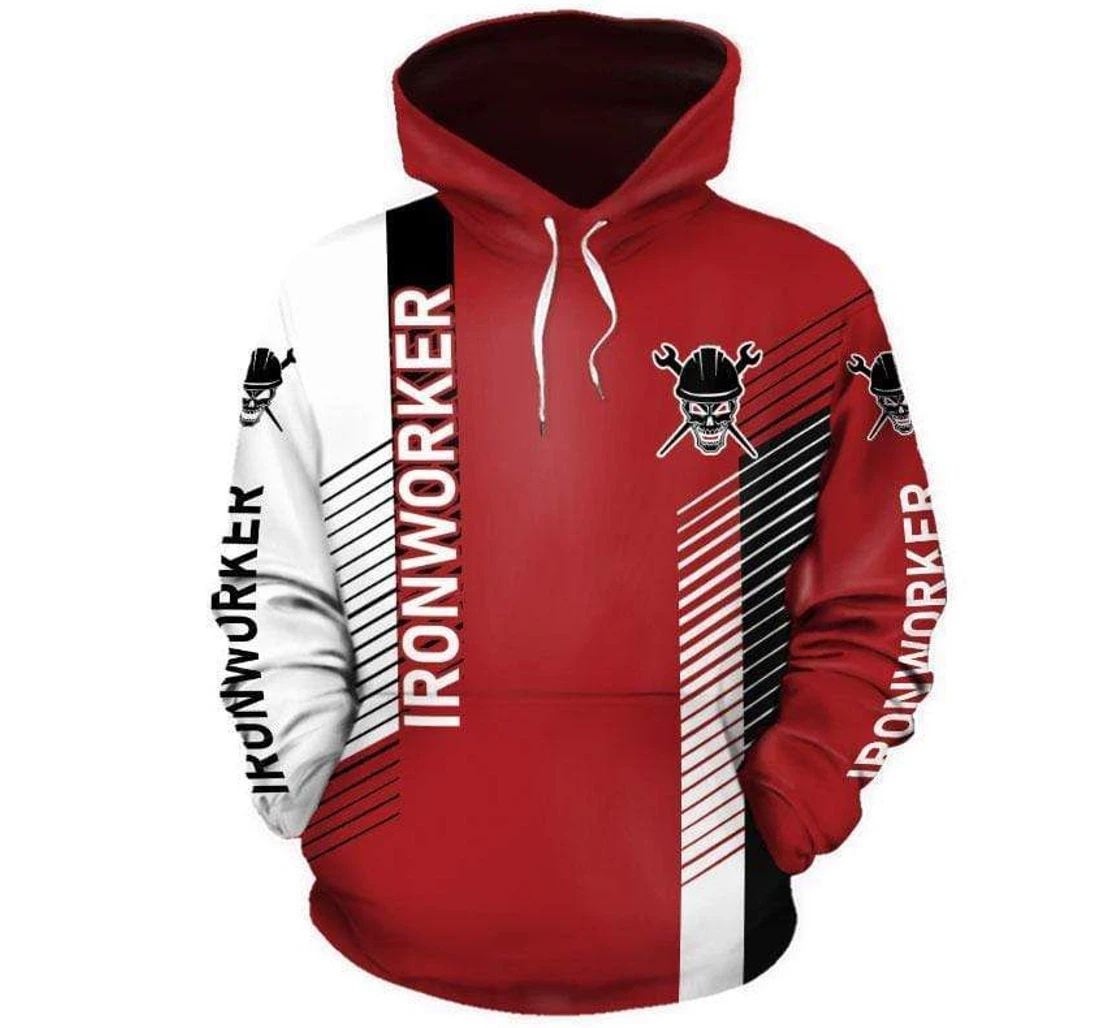 Gift Dad Father's Day Ironworker Red - 3D Printed Pullover Hoodie