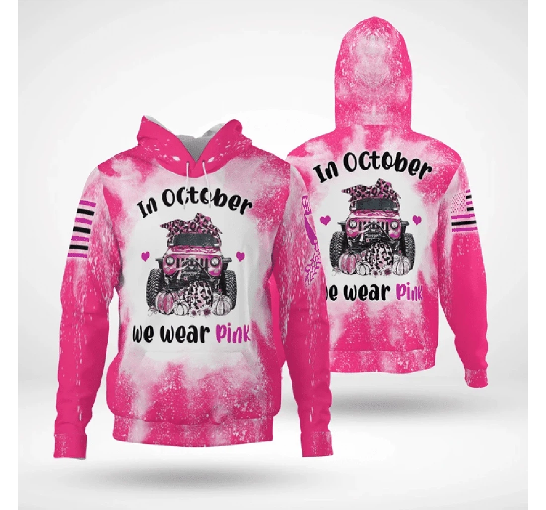 Halloween Jeep Girl In October We Wear Pink - 3D Printed Pullover Hoodie