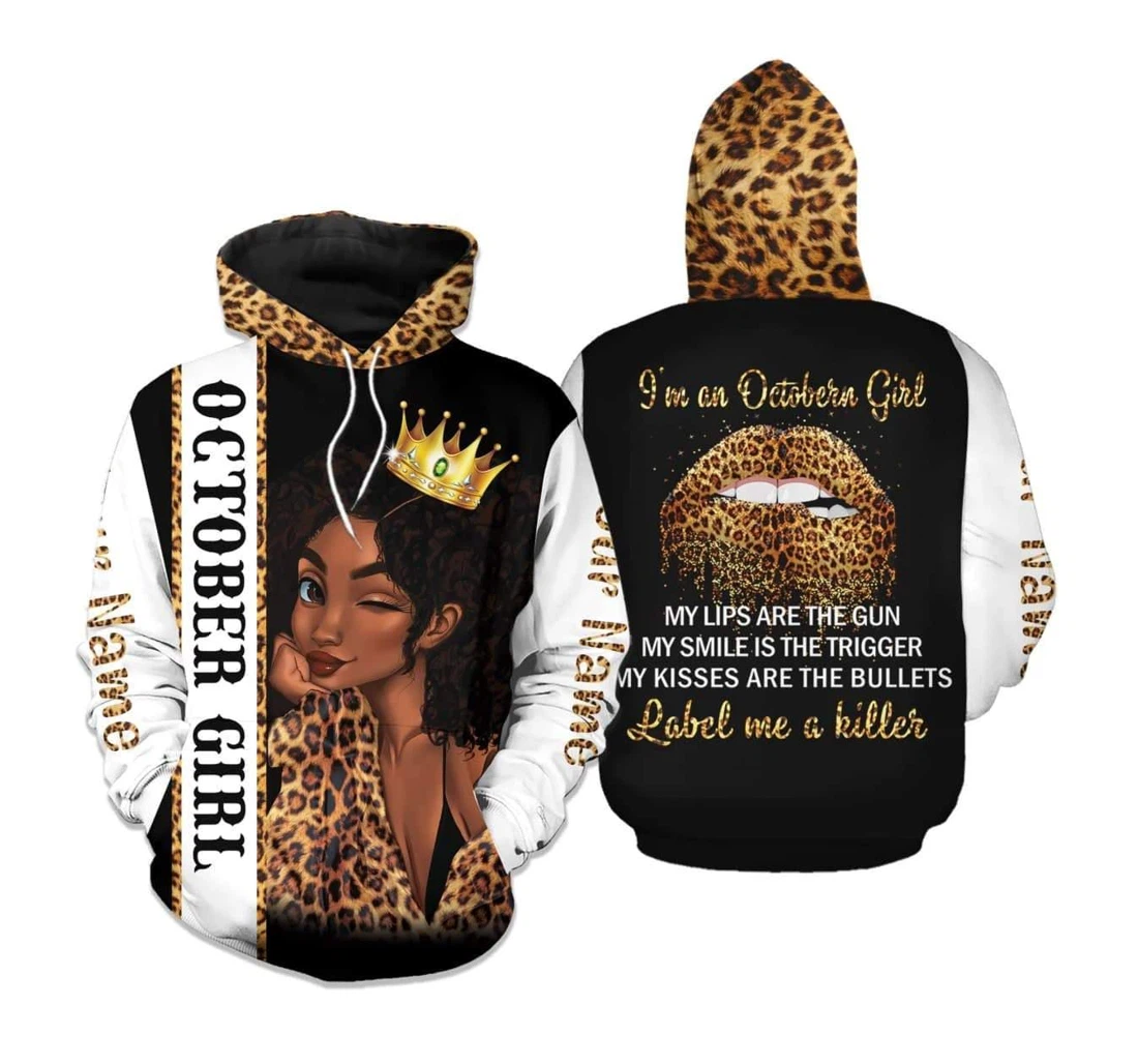 Personalized Leopard Queen Birthday Custom Name Dh - 3D Printed Pullover Hoodie