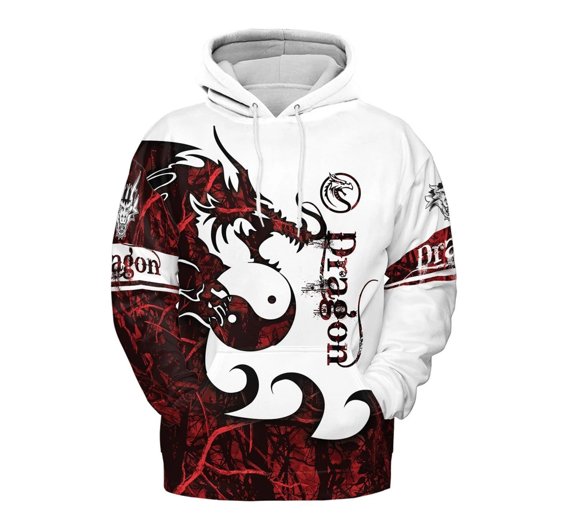 Tattoo Dungeon Dragon Red Custom Name H - 3D Printed Pullover Hoodie