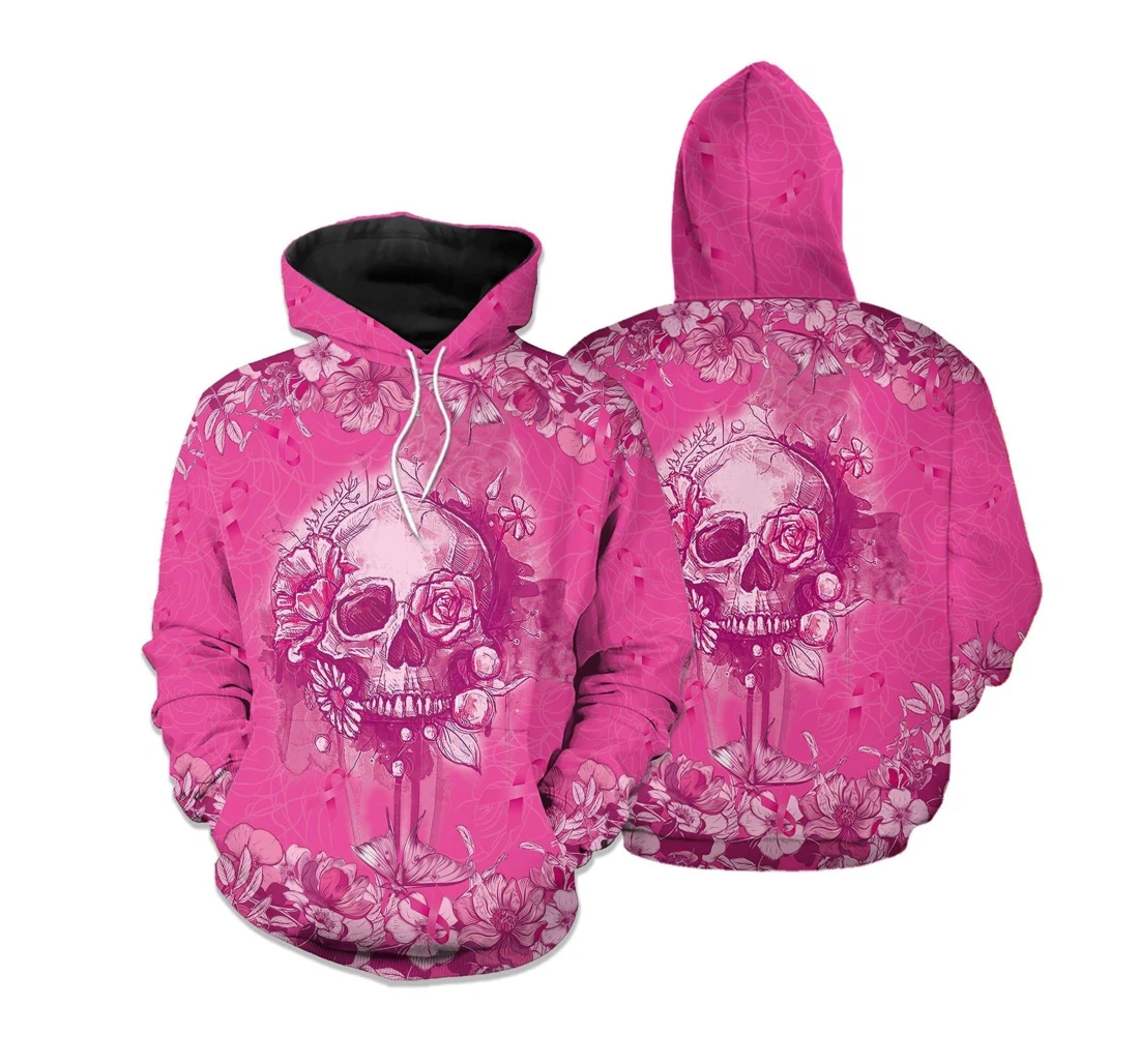 Halloween Skull Floral Pink Dh - 3D Printed Pullover Hoodie