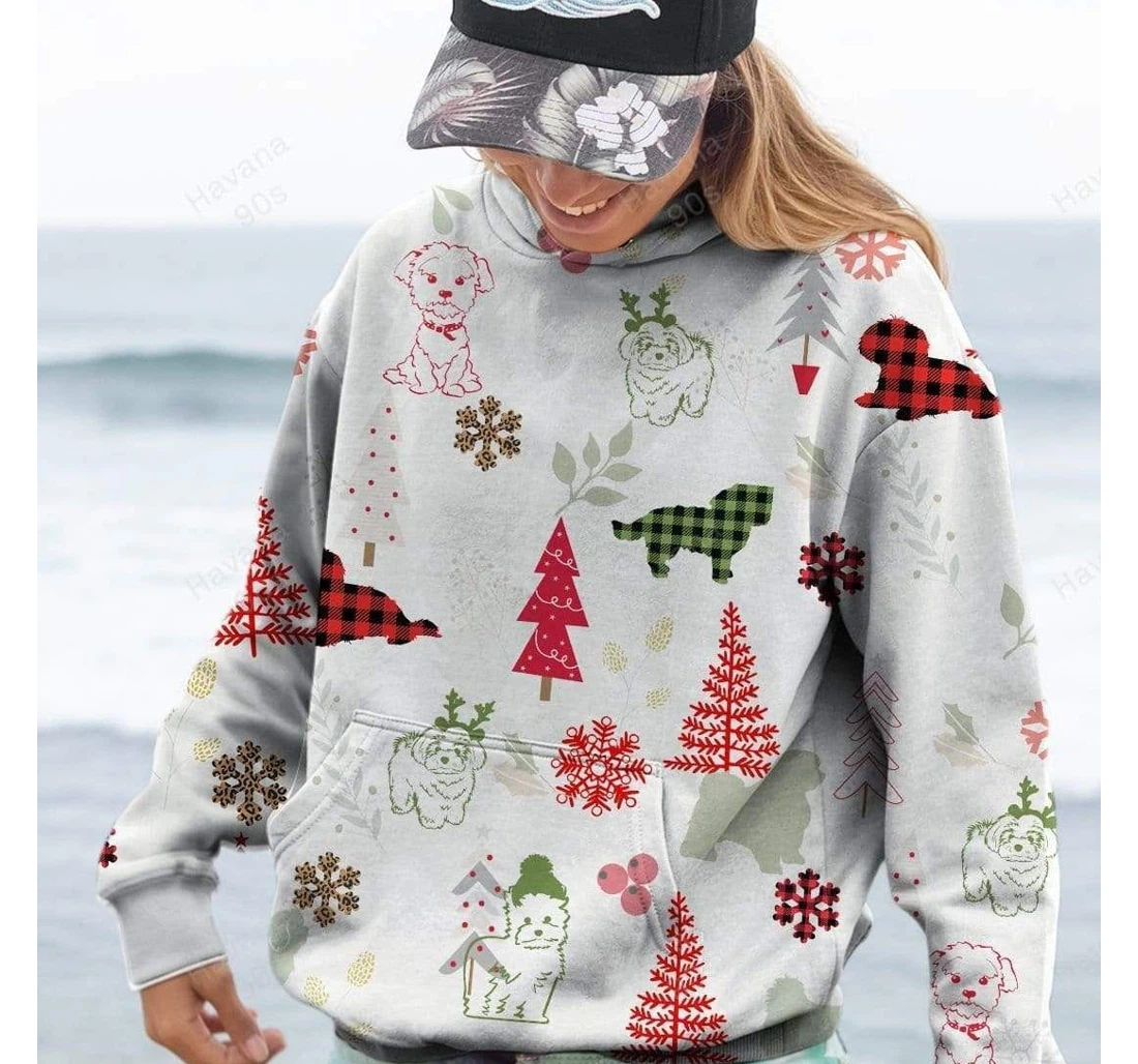 Maltese Dog Love Christmas - 3D Printed Pullover Hoodie