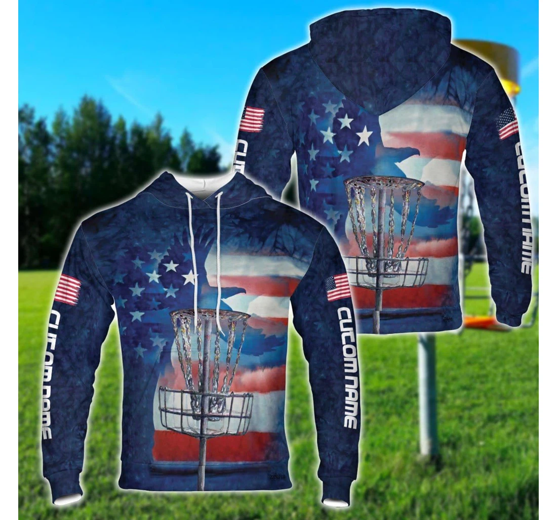 Disc Golf Blue Flag Personalized Custom Name H - 3D Printed Pullover Hoodie