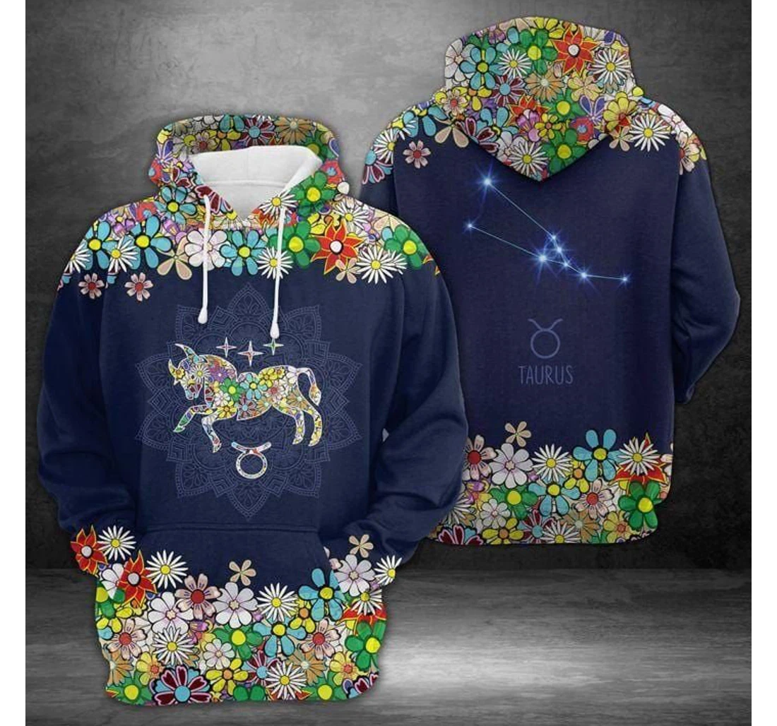 Personalized Taurus Horoscope Flower Pattern Birthday Dh - 3D Printed Pullover Hoodie