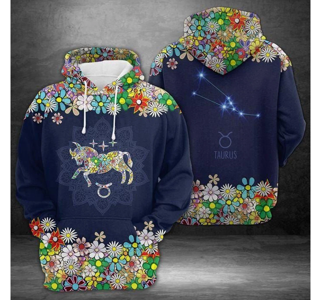 Taurus Horoscope Flower Pattern Birthday Dh - 3D Printed Pullover Hoodie