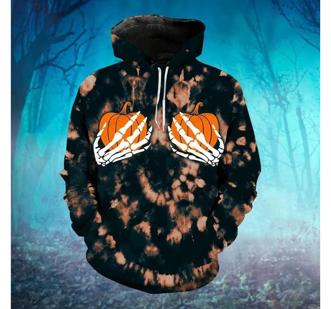 Pumpkin Hand Halloween Tie Dye - 3D Printed Pullover Hoodie