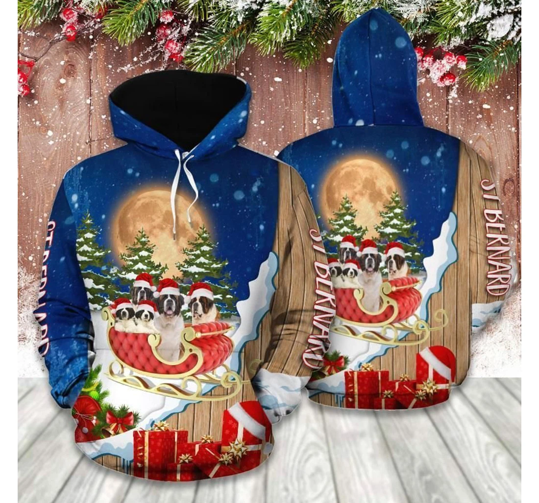 Christmas St Bernard Oldsk - 3D Printed Pullover Hoodie