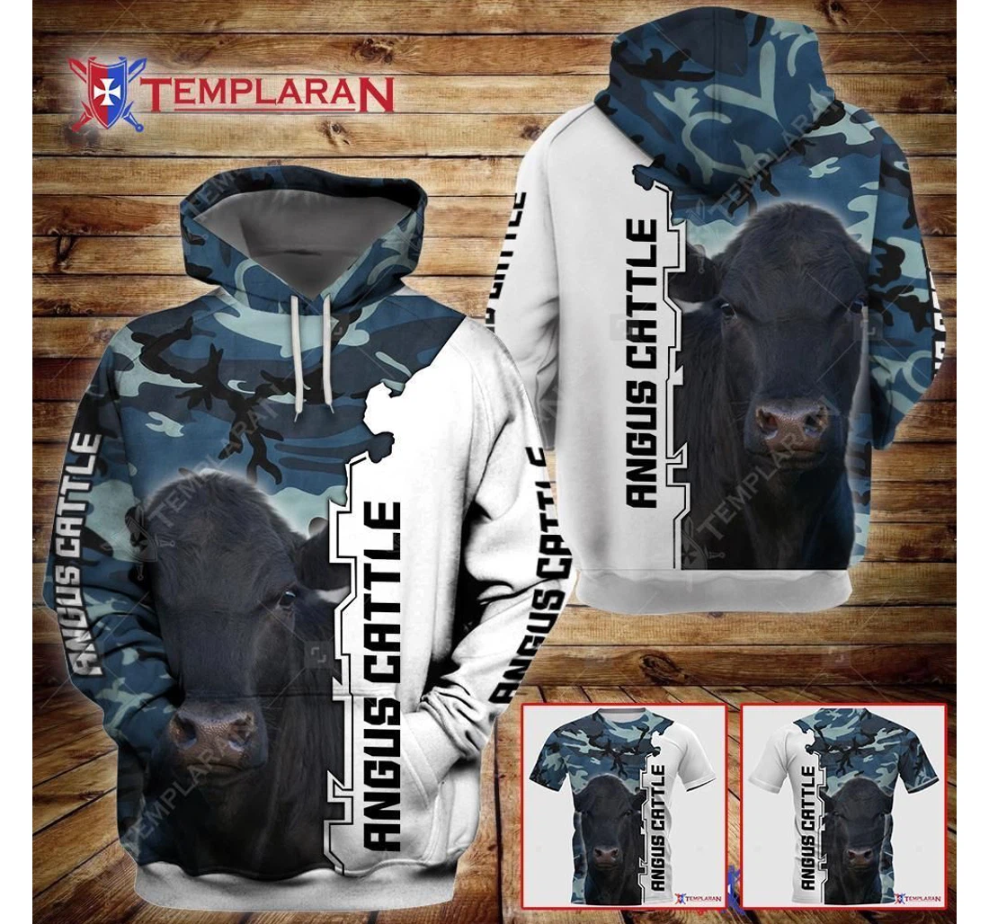 Angus Cattle Oubmw - 3D Printed Pullover Hoodie