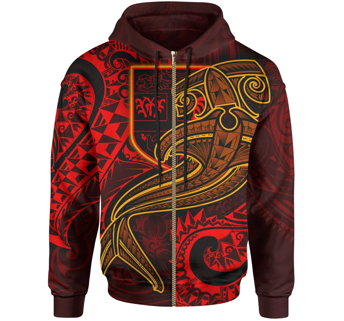 Fiji Up Red Shark Polynesian Tattoo Kbafj - 3D Printed Pullover Hoodie