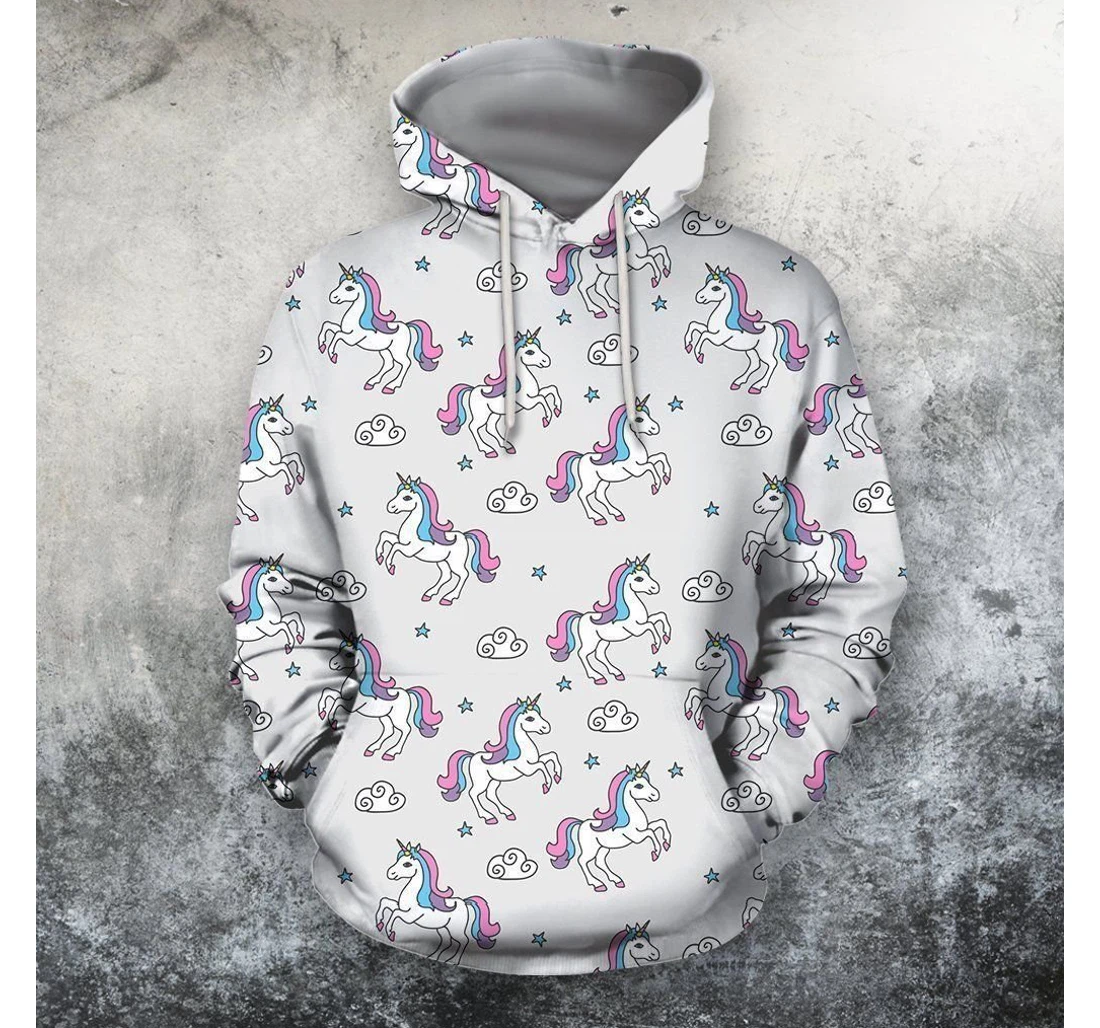 Cute Unicorn Rainbow Hsemo - 3D Printed Pullover Hoodie