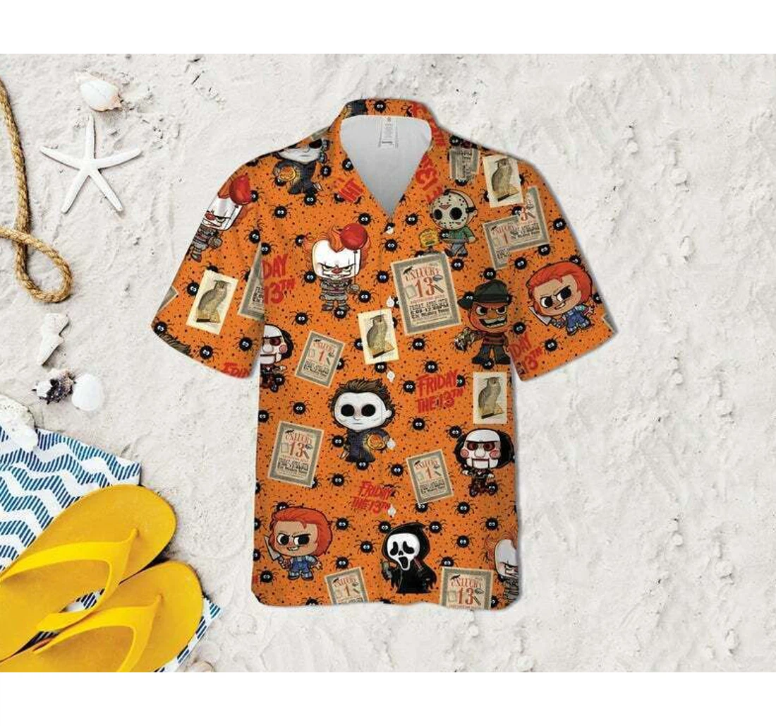 Personalized Halloween - Chibi Characters Halloween Hawaiian Shirt, Button Up Aloha Shirt For Men, Women