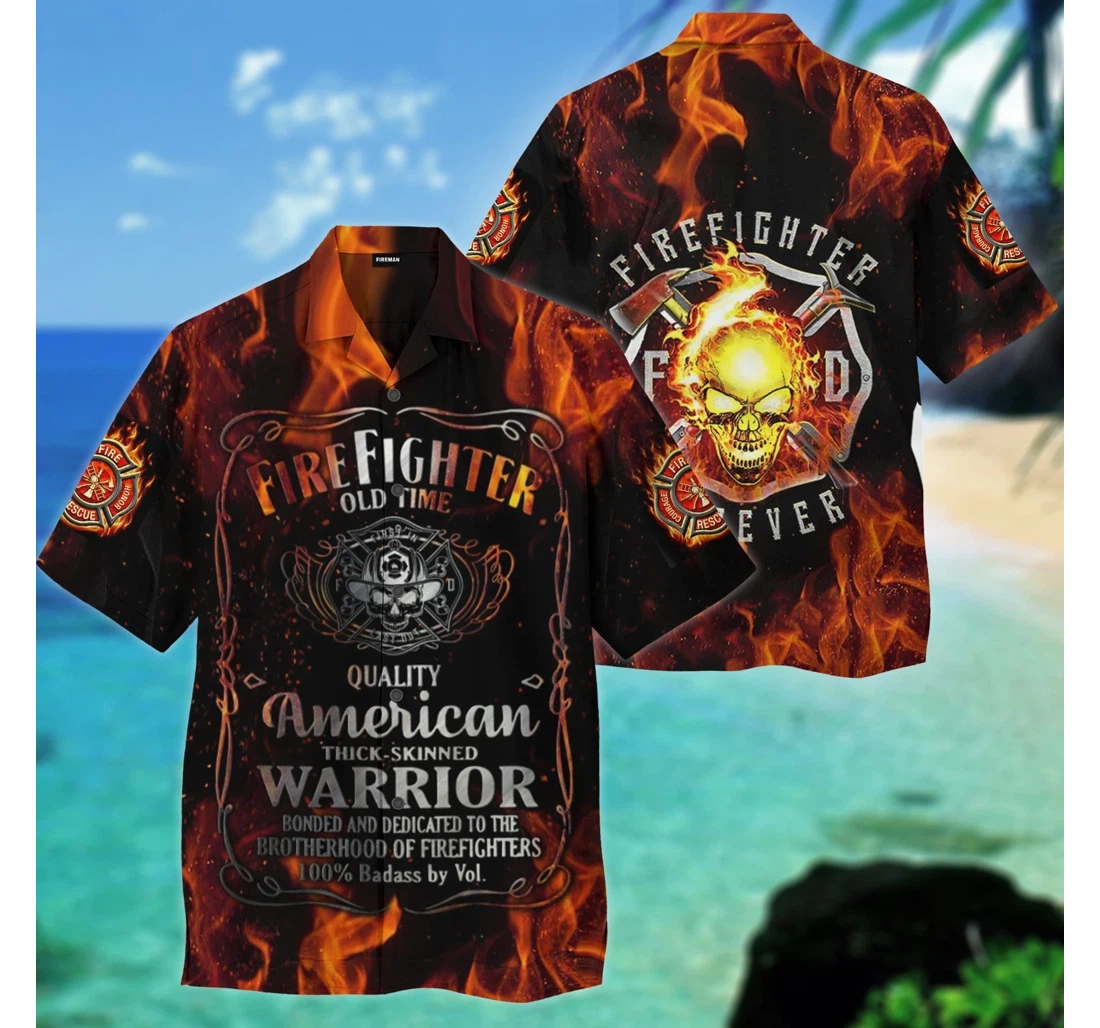 Firefighter Old Time Hawaiian Shirt, Button Up Aloha Shirt For Men, Women