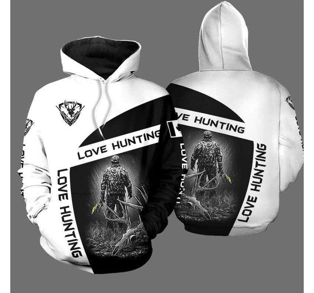 Love Hunting White L - 3D Printed Pullover Hoodie