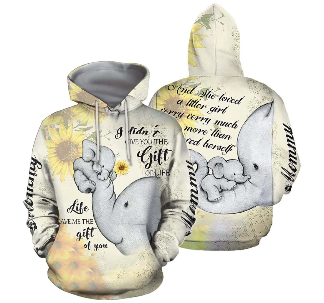 Gift Mother Elephant Mommy Life Gave Me A Gift Of You - 3D Printed Pullover Hoodie