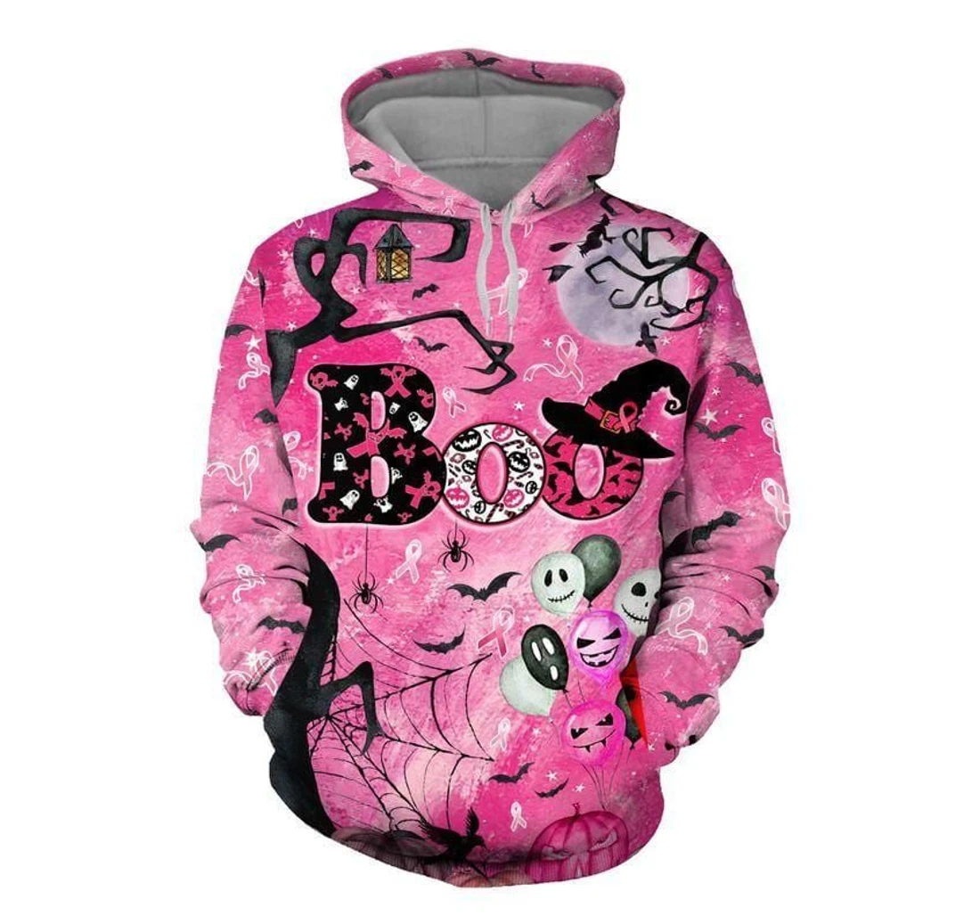 Happy Halloween & Breast Cancer Awareness In October We Wear Pink - 3D Printed Pullover Hoodie