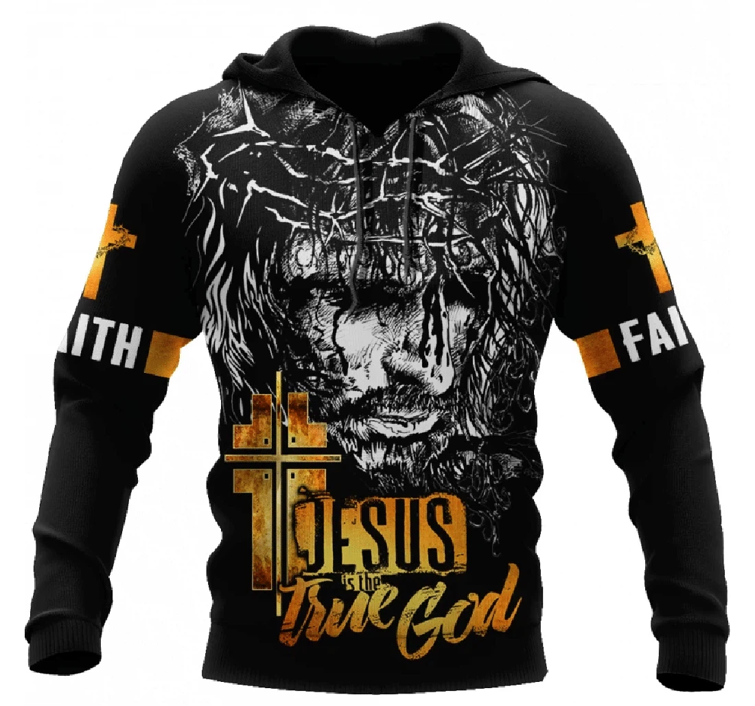 Amazing Jesus Is The True God Faith Gold - 3D Printed Pullover Hoodie