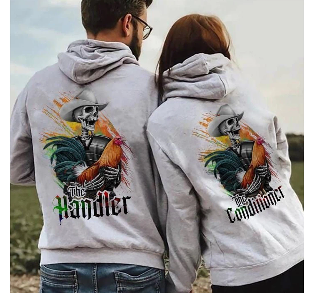 Skull Rooster Couple Gift Valentine V - 3D Printed Pullover Hoodie