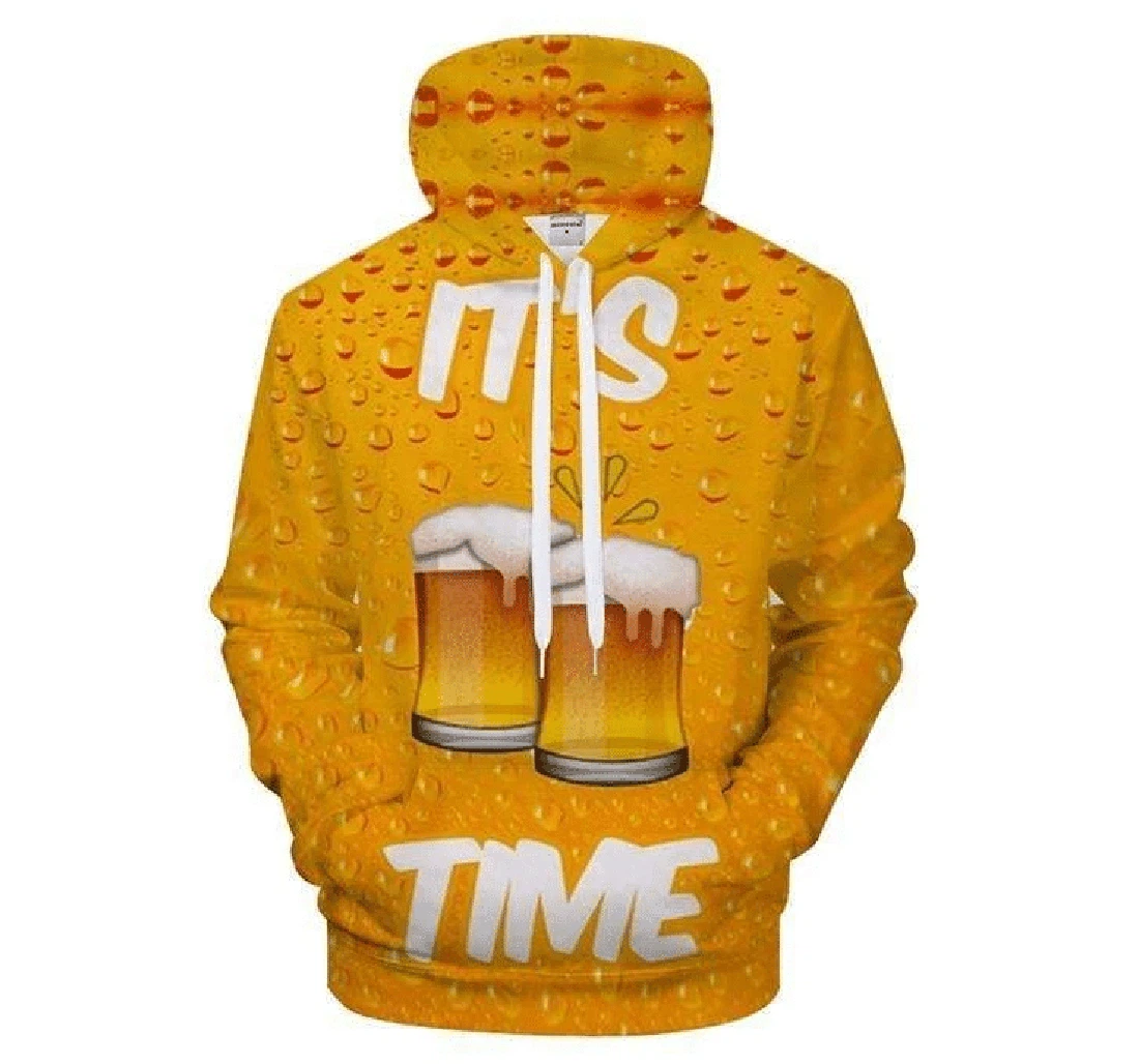 It's Beer Time Christmas New Year - 3D Printed Pullover Hoodie