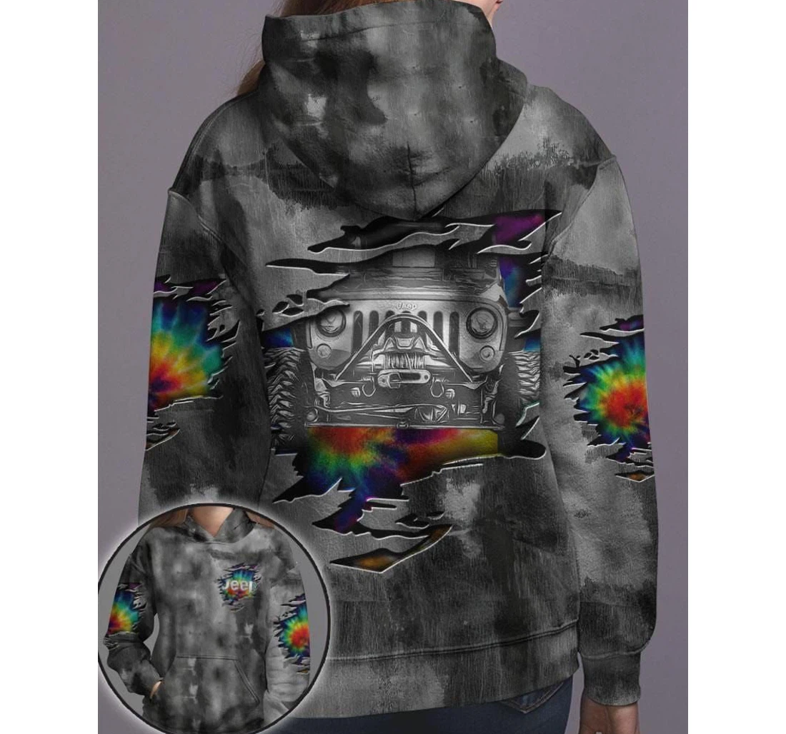 Tie Dye Jeep Metal Kv - 3D Printed Pullover Hoodie