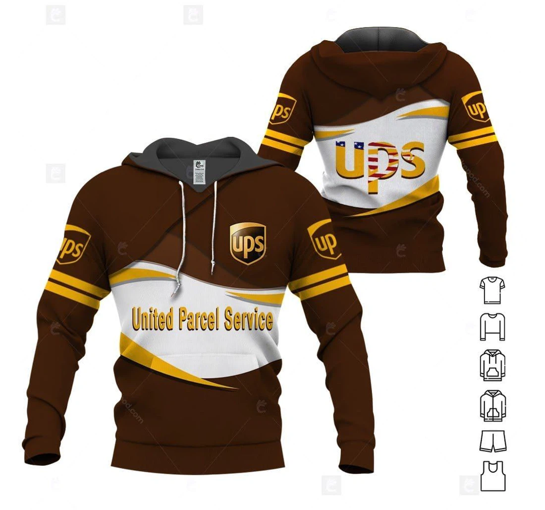 Brown White Ups United Parcel Service No Day Off - 3D Printed Pullover Hoodie