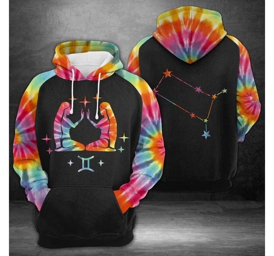 Gemini Zodiac Hippie Tie-dye Birthday L - 3D Printed Pullover Hoodie