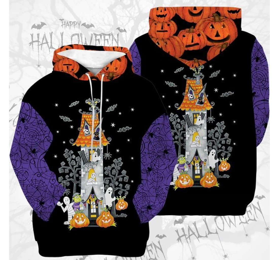 Happy Halloween Funny Ghost House - 3D Printed Pullover Hoodie