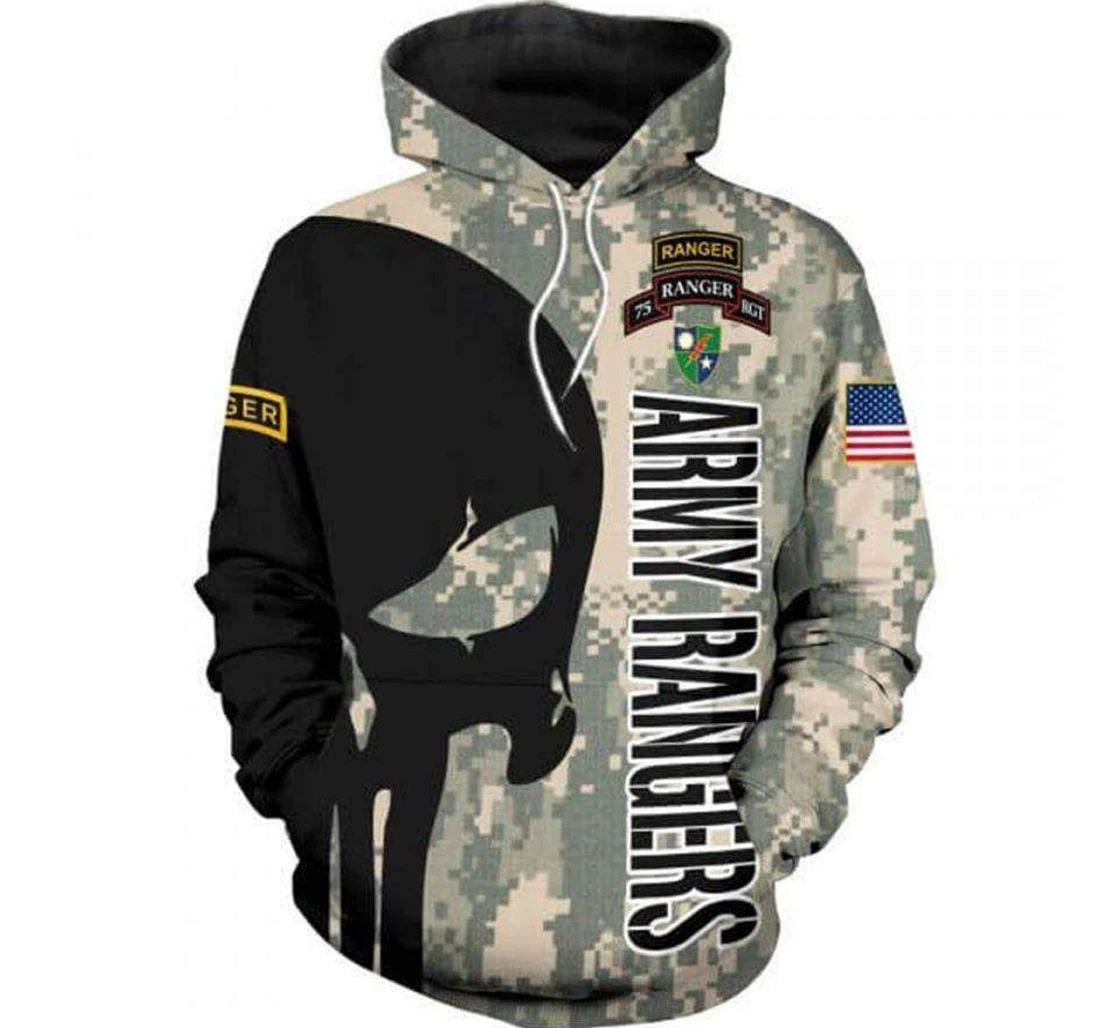 Army Ranger Skull Camo - 3D Printed Pullover Hoodie