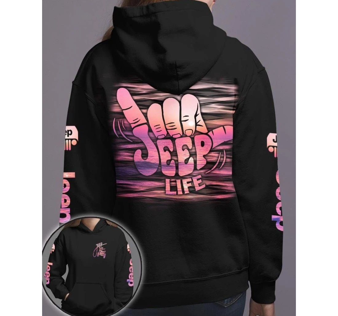 Jeep Life Hand Sign Pink - 3D Printed Pullover Hoodie