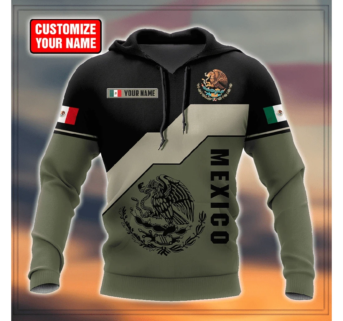 Custom Name Mexico Old Army Green - 3D Printed Pullover Hoodie