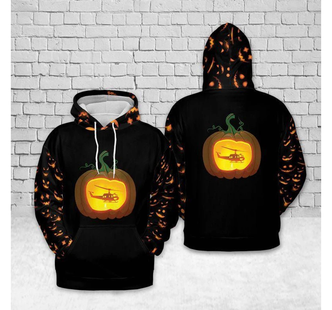 Helicopter Pumpkin Halloween - 3D Printed Pullover Hoodie