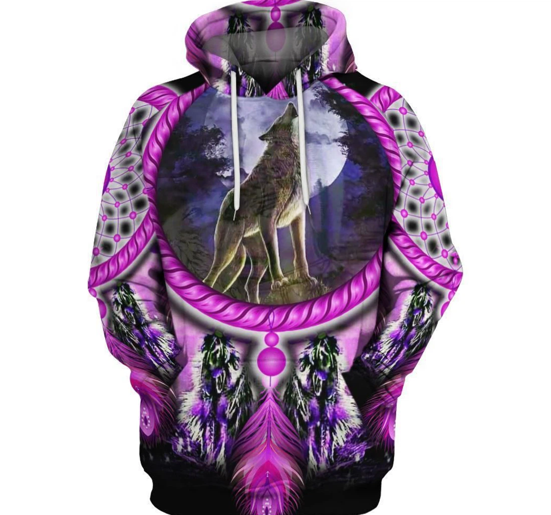 Gift Mother Pink Dreamcatcher Wolf Mom - 3D Printed Pullover Hoodie