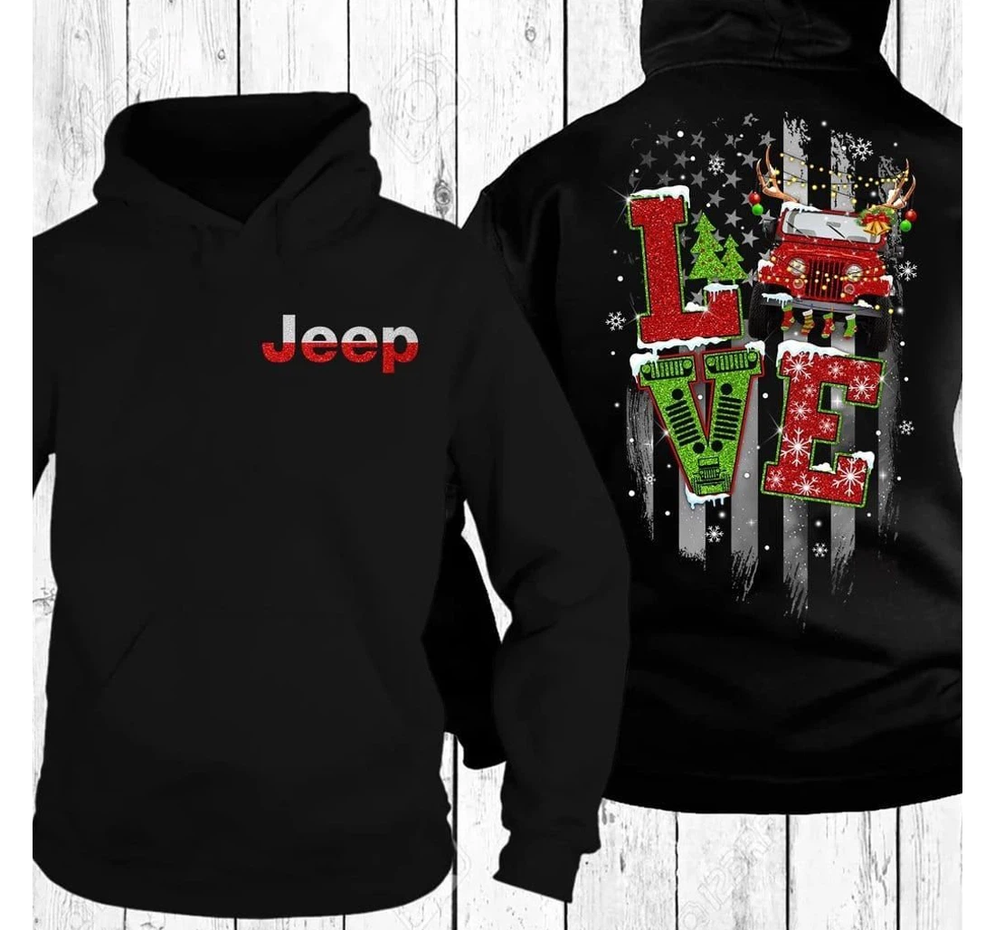 Love Jeep Merry Christmas Kv - 3D Printed Pullover Hoodie