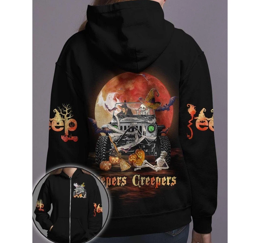 Halloween Jeep Pumpkin Heepers Creepers Kv - 3D Printed Pullover Hoodie