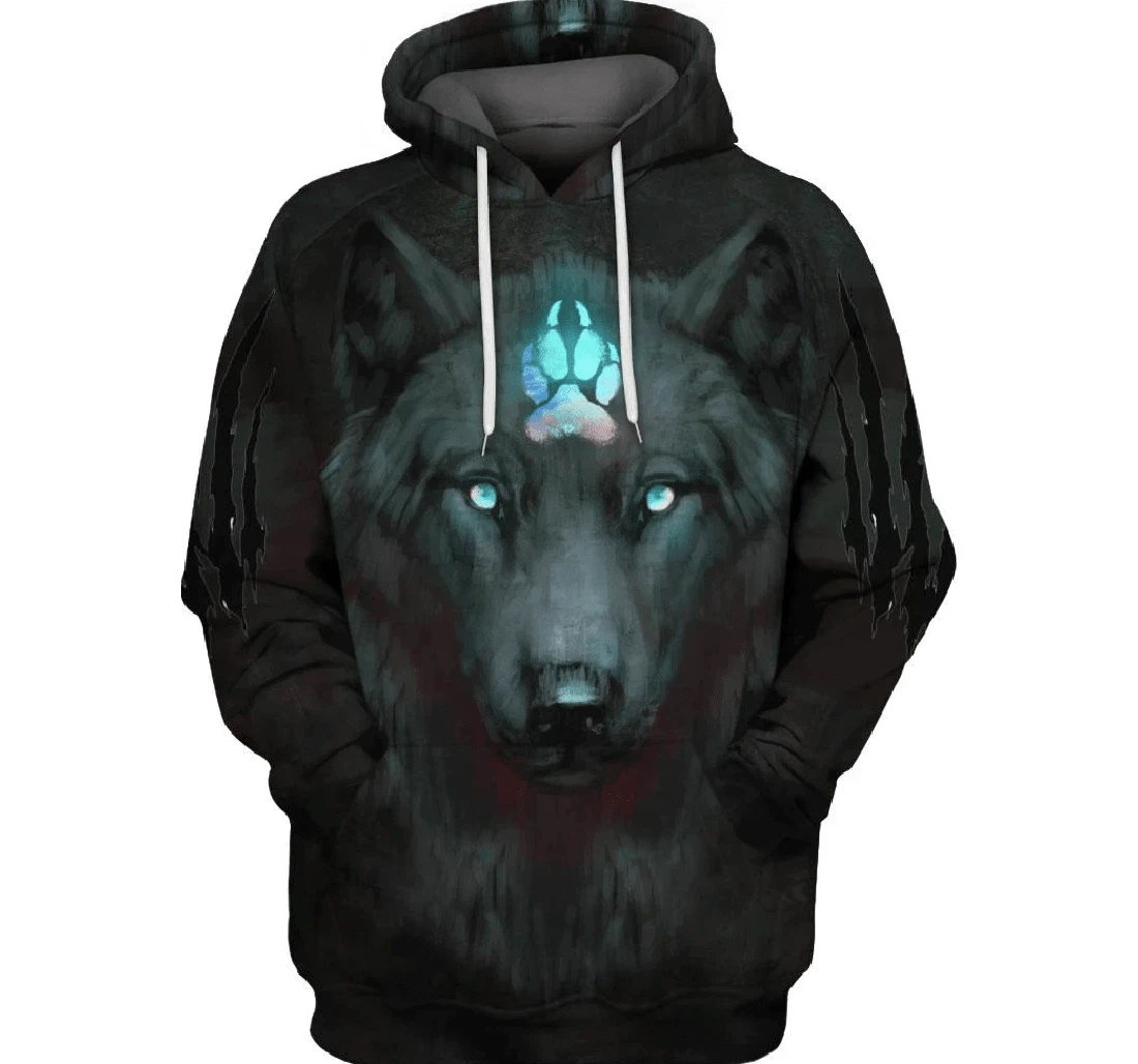 Tattoo Wolf Blue Claw H - 3D Printed Pullover Hoodie