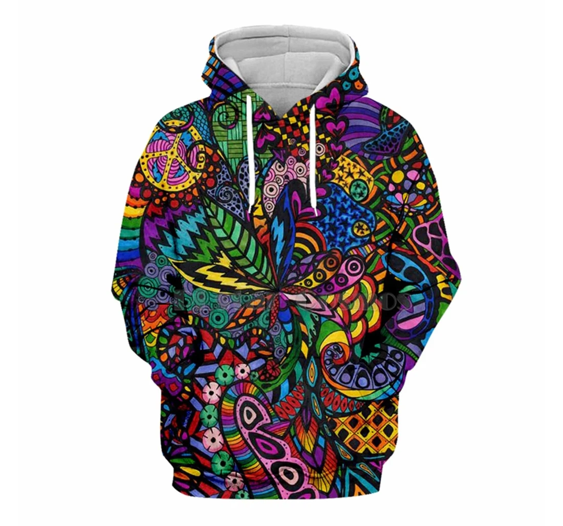 Hippie Mandala Trippy Abstract Psychedelic Weed V - 3D Printed Pullover Hoodie