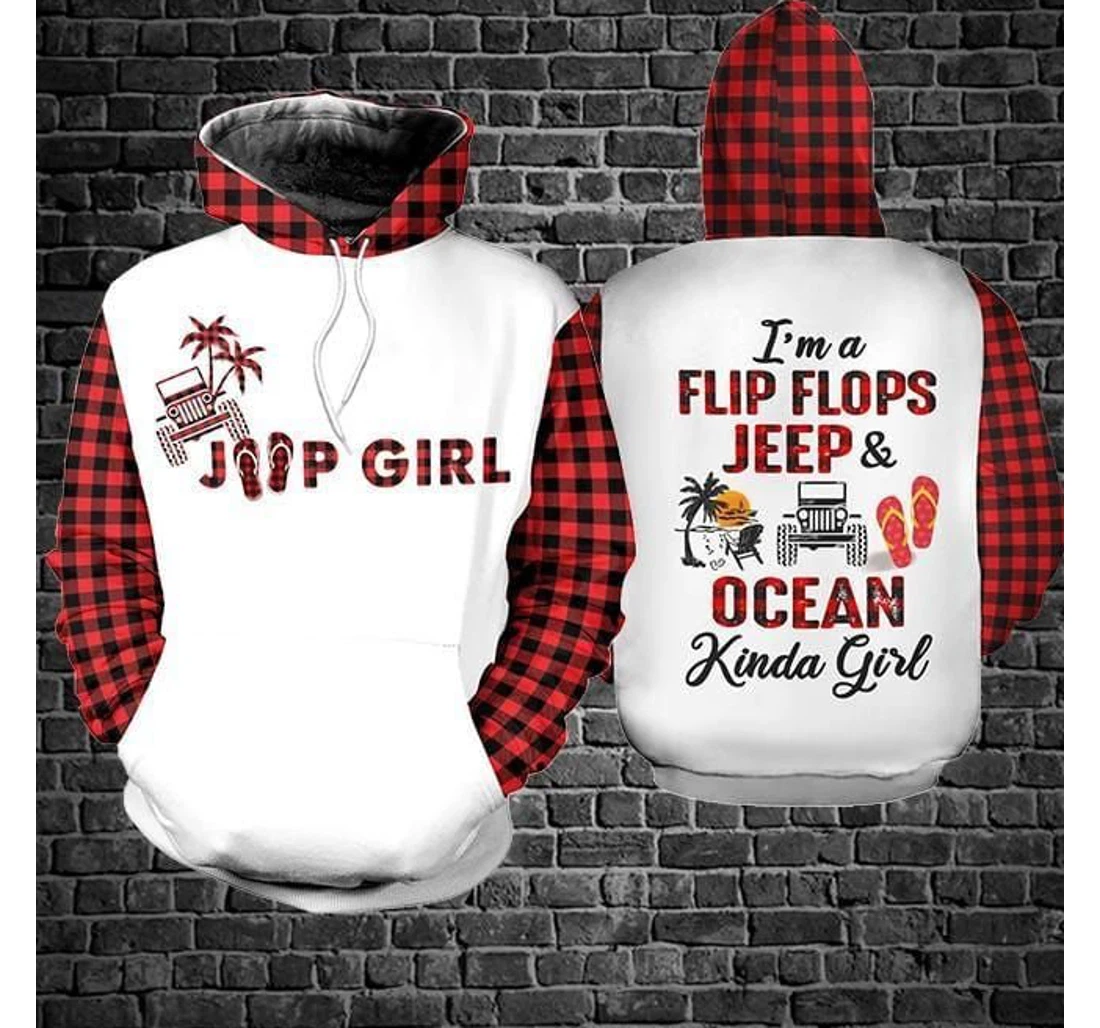 I'm An Jeep Flip Flops Ocean Kinda Girl - 3D Printed Pullover Hoodie