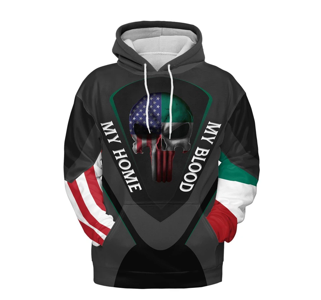 Mexico My Home My Blood Skull H - 3D Printed Pullover Hoodie