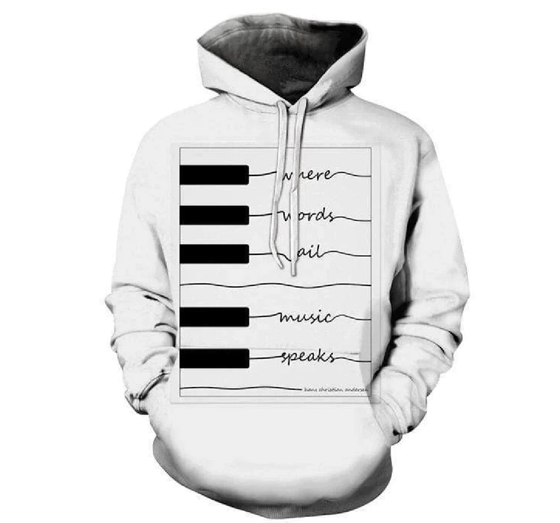 Where Words Fail Music Speaks - 3D Printed Pullover Hoodie