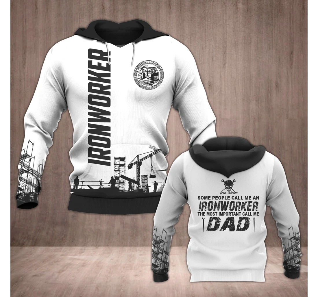 Personalized Gift Dad Father's Day Father's Day Gift B&w Ironworker Dad - 3D Printed Pullover Hoodie