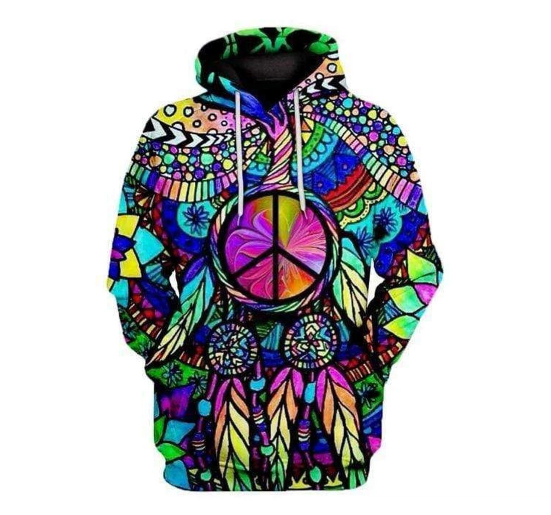 Colorful Hippie Dreamcatcher - 3D Printed Pullover Hoodie