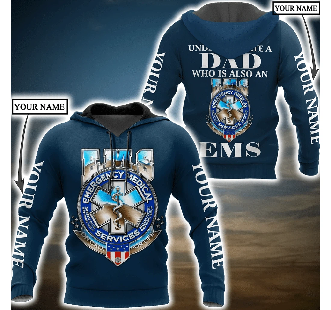 Never Underestimate Dad Ems Custom Name Kv - 3D Printed Pullover Hoodie