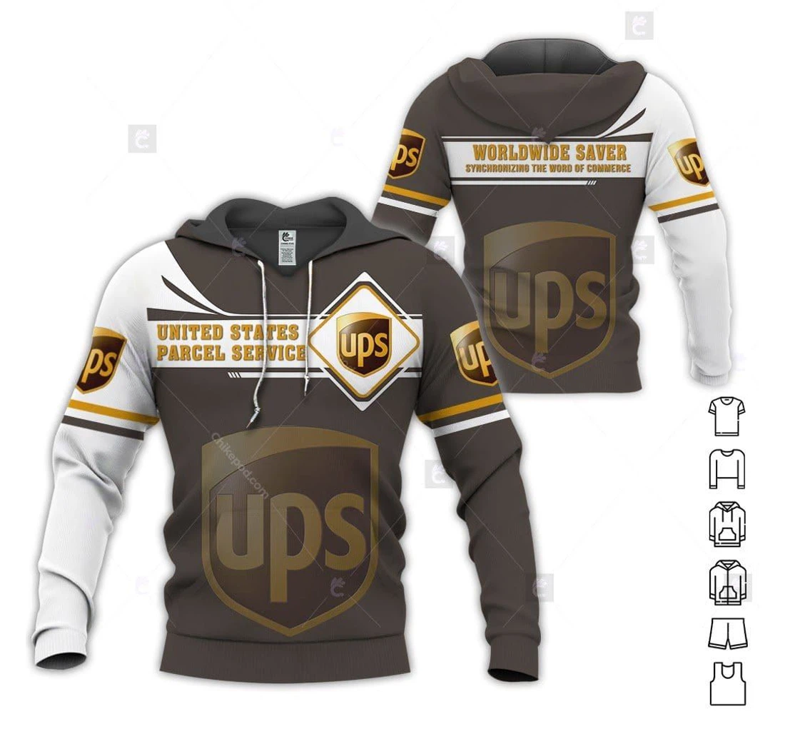 Brown White Ups United Parcel Service - 3D Printed Pullover Hoodie