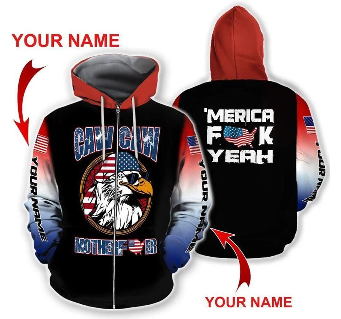 Eagle Usa Personalized Custom With Name - 3D Printed Pullover Hoodie