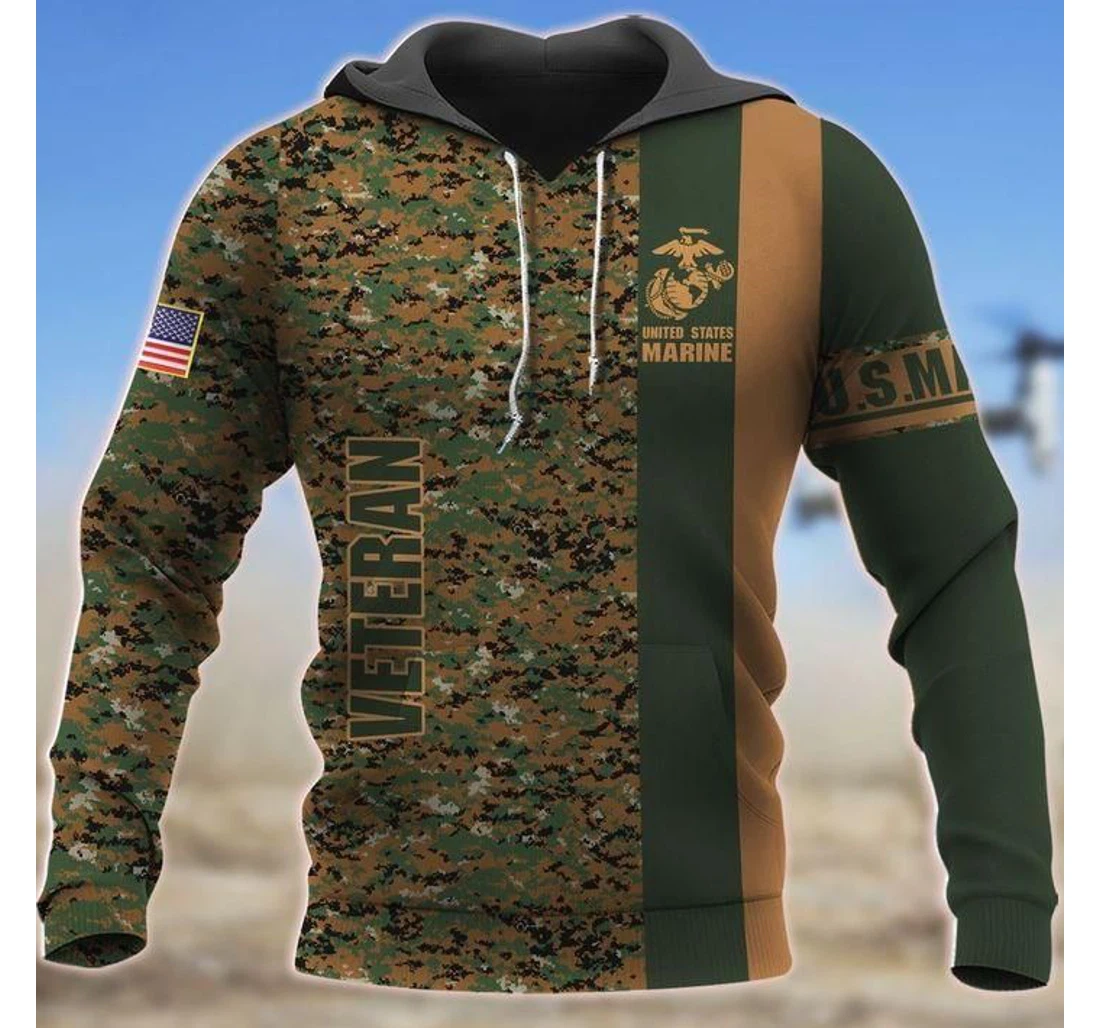 Amazing Us Marine Veteran Camouflage - 3D Printed Pullover Hoodie